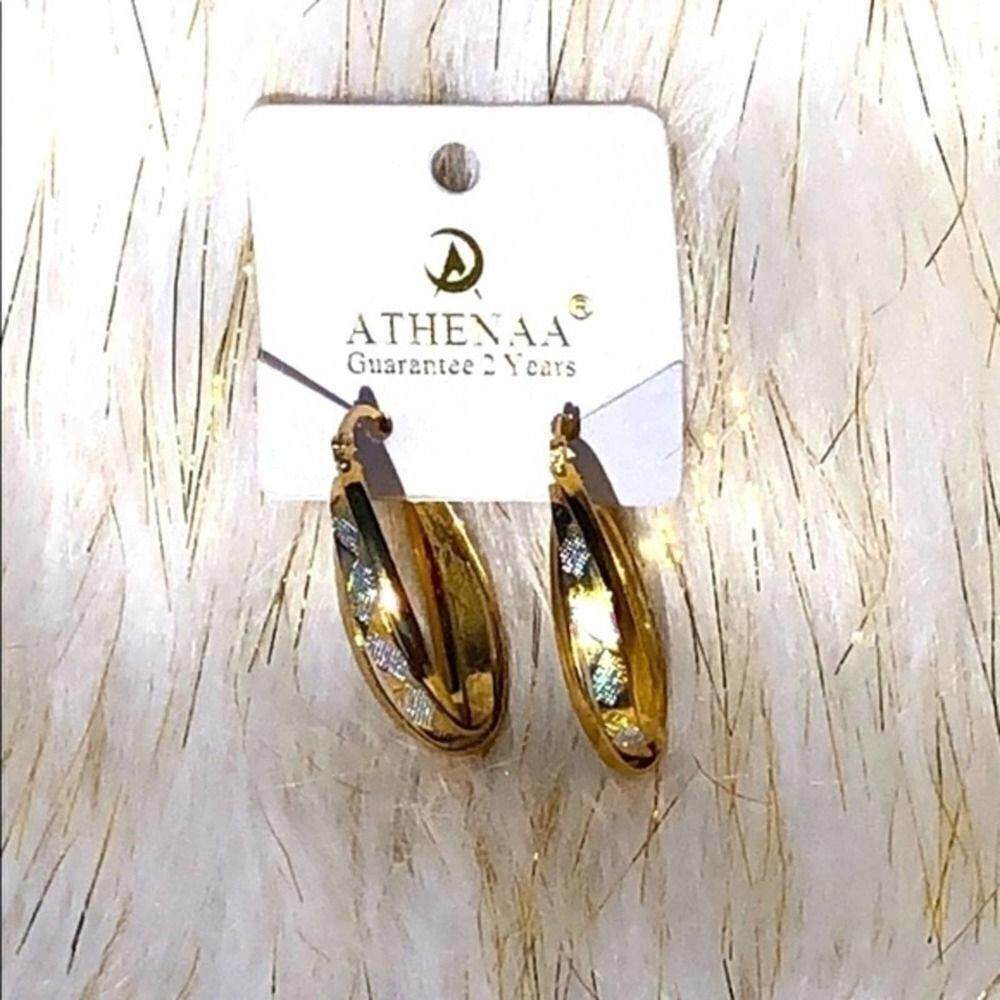 ATHENAA Gold Silver Imprinted Hoop Hinged Back